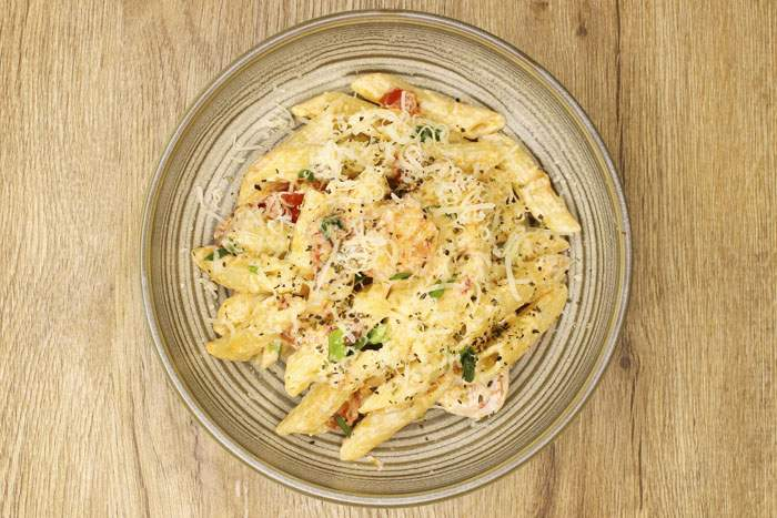 Пенне с тигровыми креветками